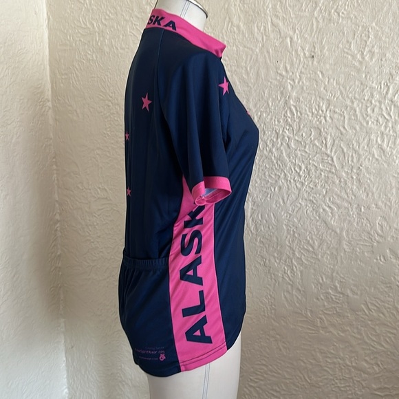 Champion Systems Ladies Alaska Bike Cycling Jersey Dark Blue Pink Stars Large - Picture 6 of 8
